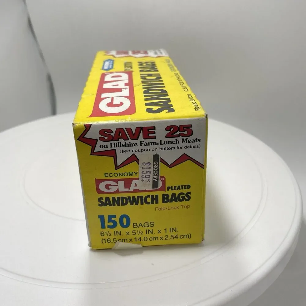 Vintage Glad Pleated Sandwich Bags Economy Pack 150 Count Box NOS